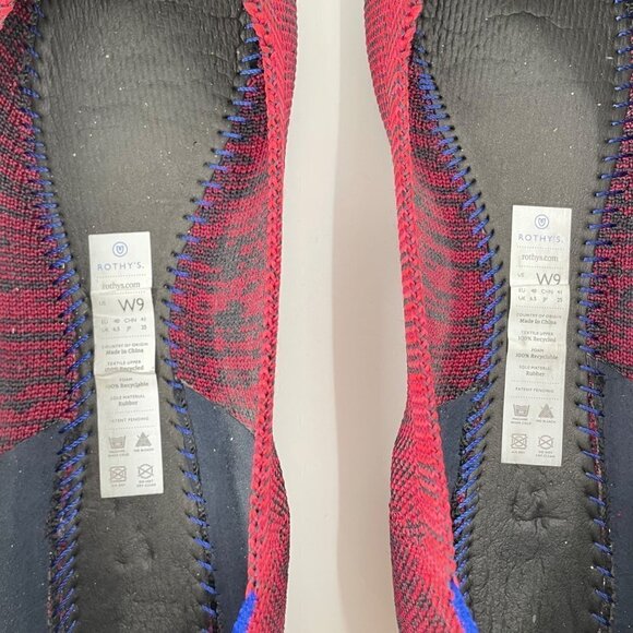 Rothys The Point Crimson Heather Red Blue Halo Pointed Toe Flats Womens Size 9 - Picture 9 of 10